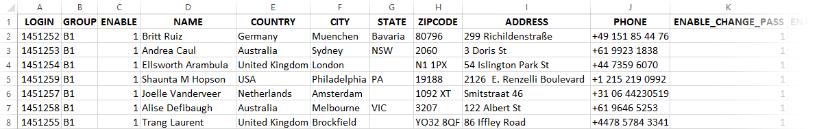 CSV Format Example
